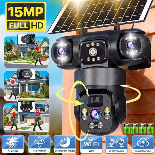 V380 3 Screen 3 Lens WIFI Camera Solar