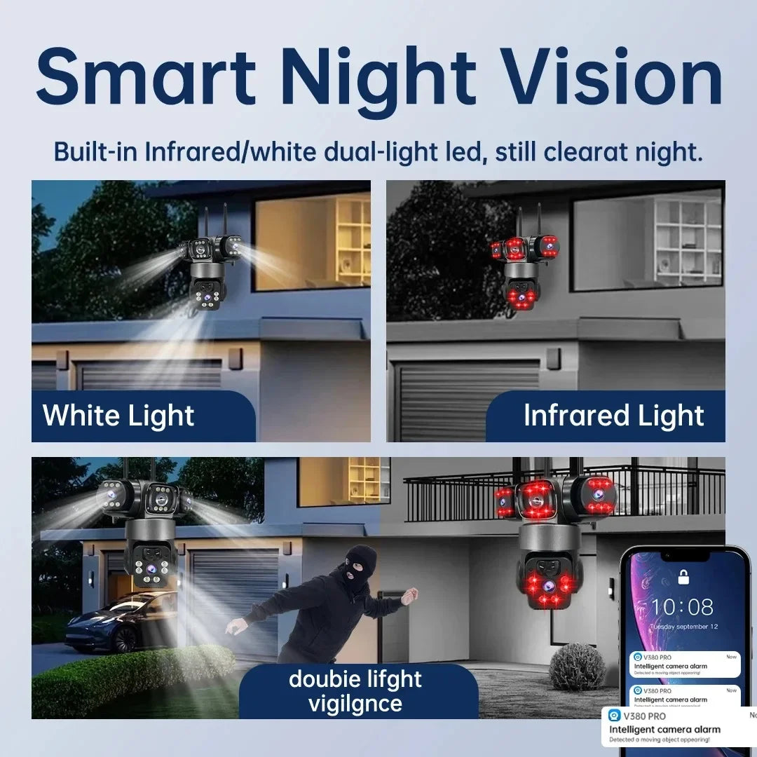 V380 3 Screen 3 Lens WIFI Camera Solar