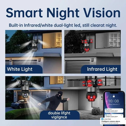 V380 3 Screen 3 Lens WIFI Camera Solar