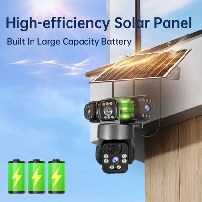 V380 3 Screen 3 Lens WIFI Camera Solar