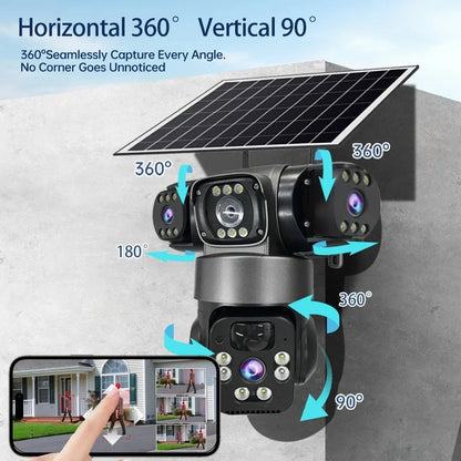 V380 3 Screen 3 Lens WIFI Camera Solar